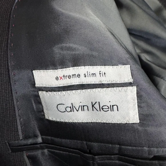 Calvin Klein Extreme Slim Fit Charcoal Wool Double Breasted Blazer‎ 44R - Picture 3 of 10